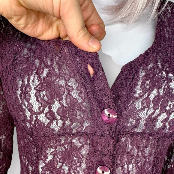 Vintage 1990’s My Michelle Purple Lace Sheer Maxi Dress - Picture 8 of 10